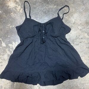 LEI Black Camisole Top with Button Detail